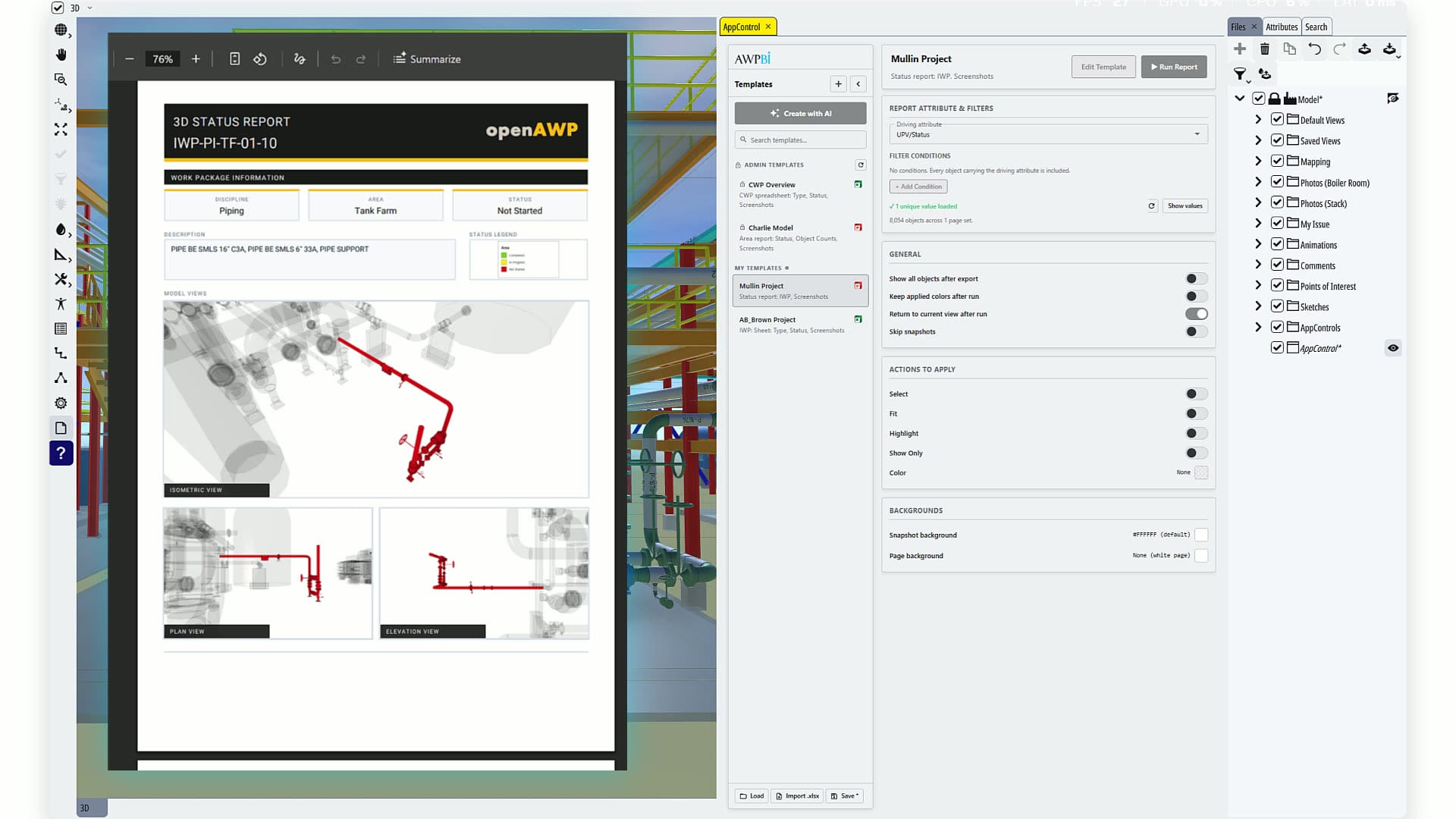 Reports built from the model, on a schedule