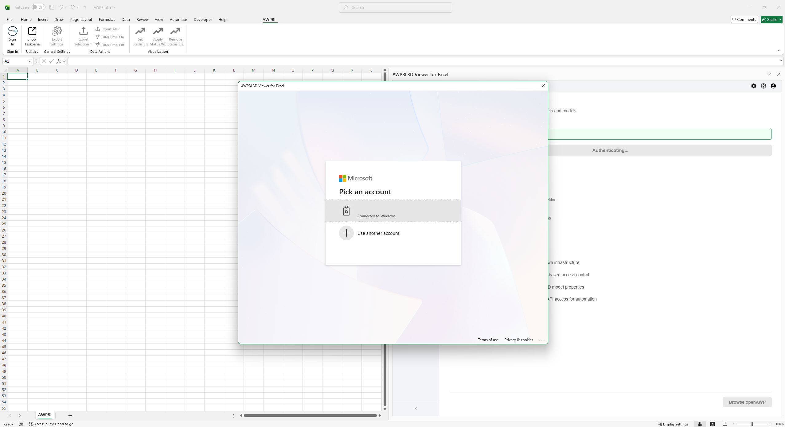 The account picker shown during openAWP sign-in