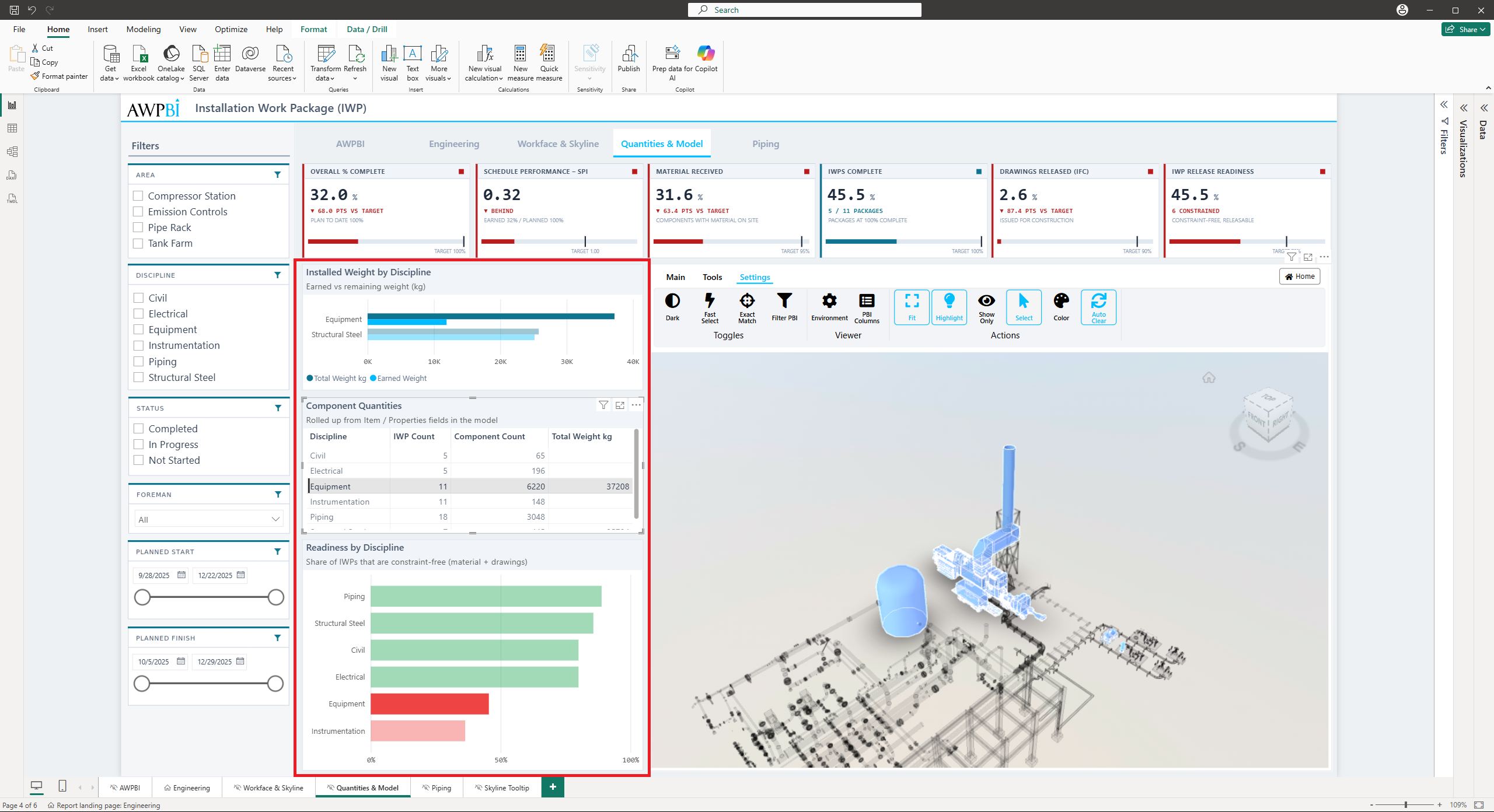Multiple report rows selected with Ctrl to filter several objects at once