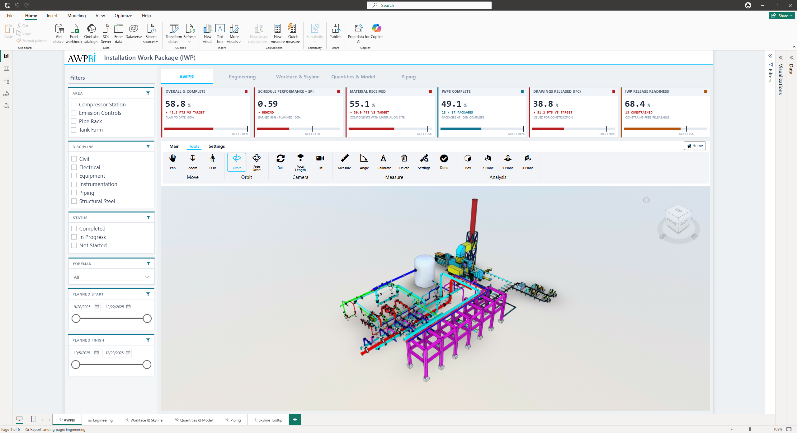 The Tools tab of the 3D for Power BI toolbar