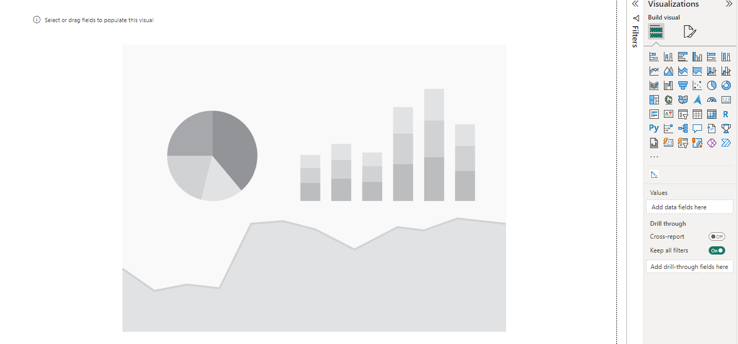 The Predictive Burndown visual placed on an empty report canvas