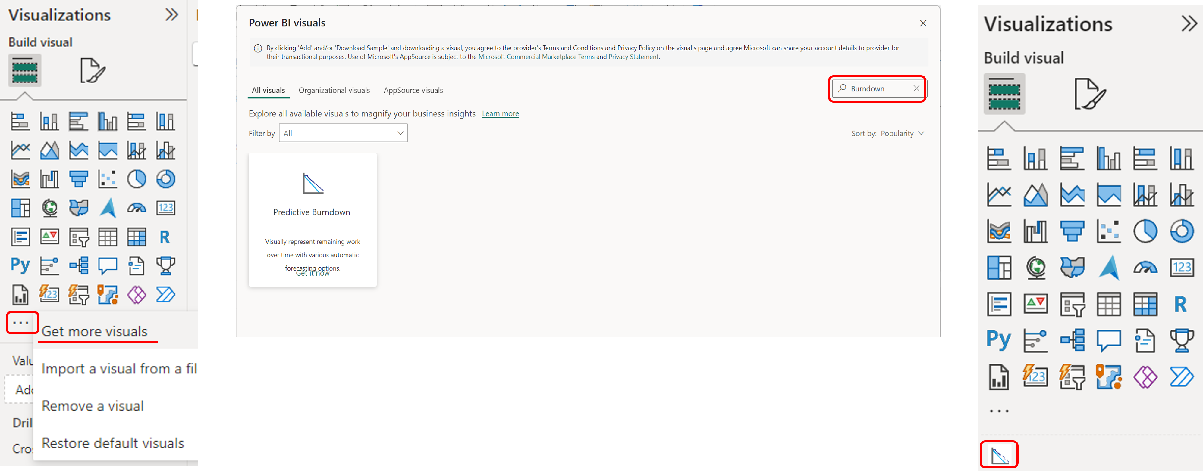 The Predictive Burndown visual in the Power BI marketplace